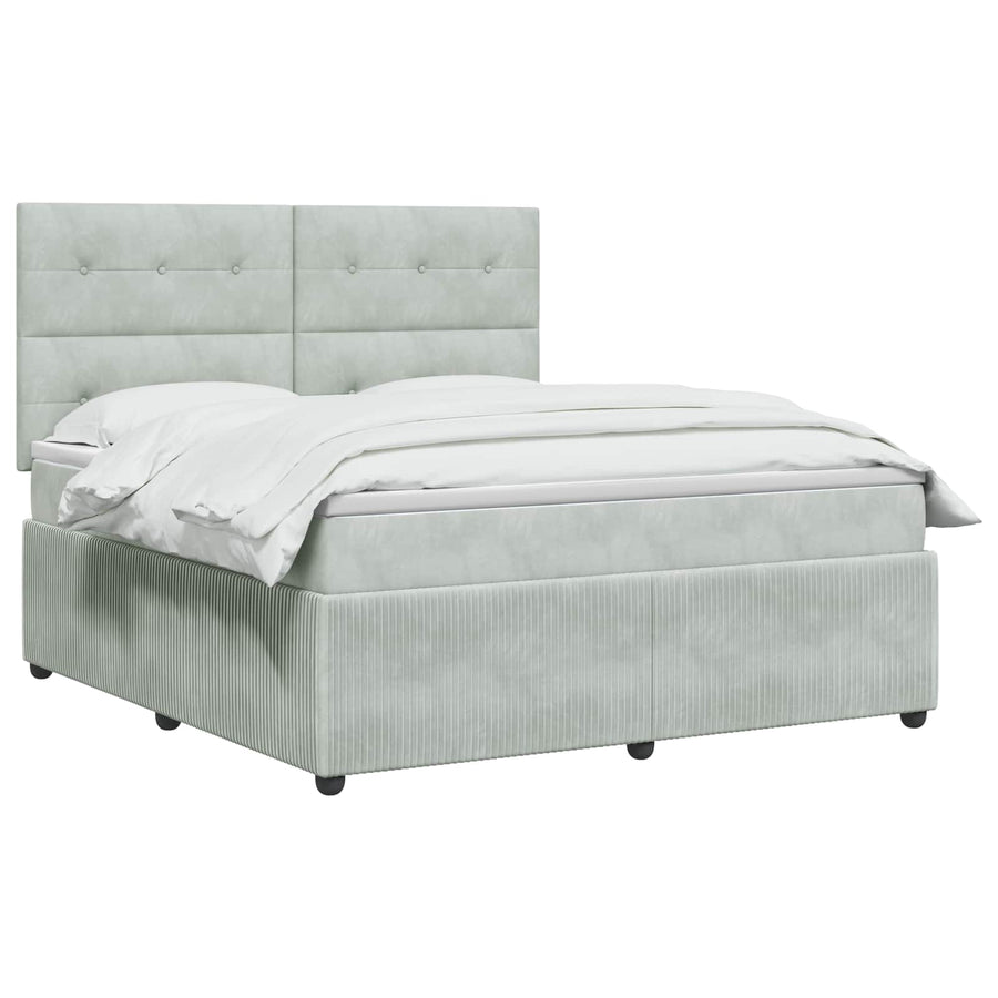 Boxspringbed met matras Lichtgrijs 140 x 190 cm Fluweel