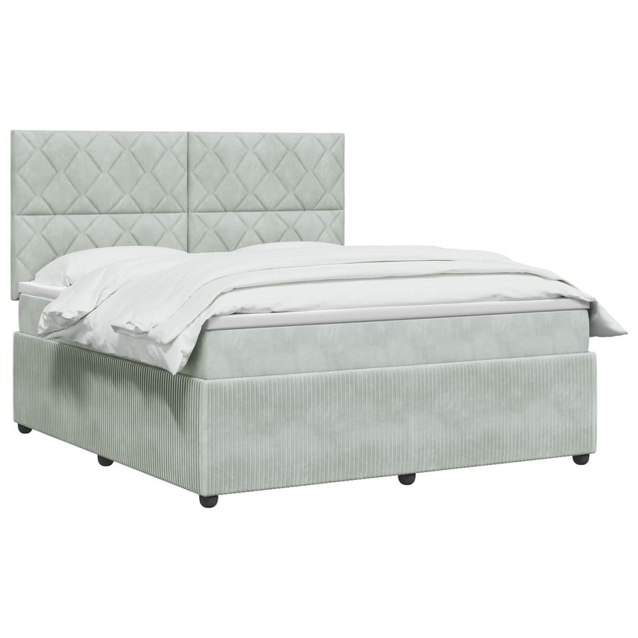 Boxspringbed met matras Lichtgrijs 140 x 200 cm Fluweel