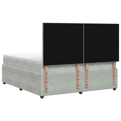 Boxspringbed met matras Lichtgrijs 160 x 200 cm Fluweel