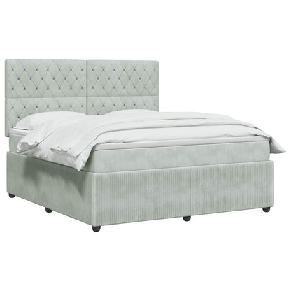 Boxspringbed met matras Lichtgrijs 160 x 200 cm Fluweel
