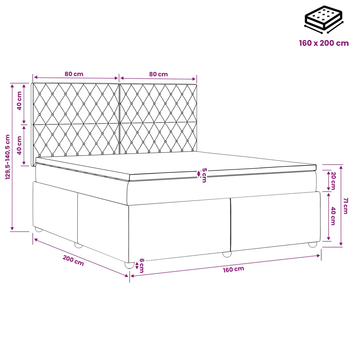 Boxspringbed met matras Donkergroen 160 x 200 cm Fluweel