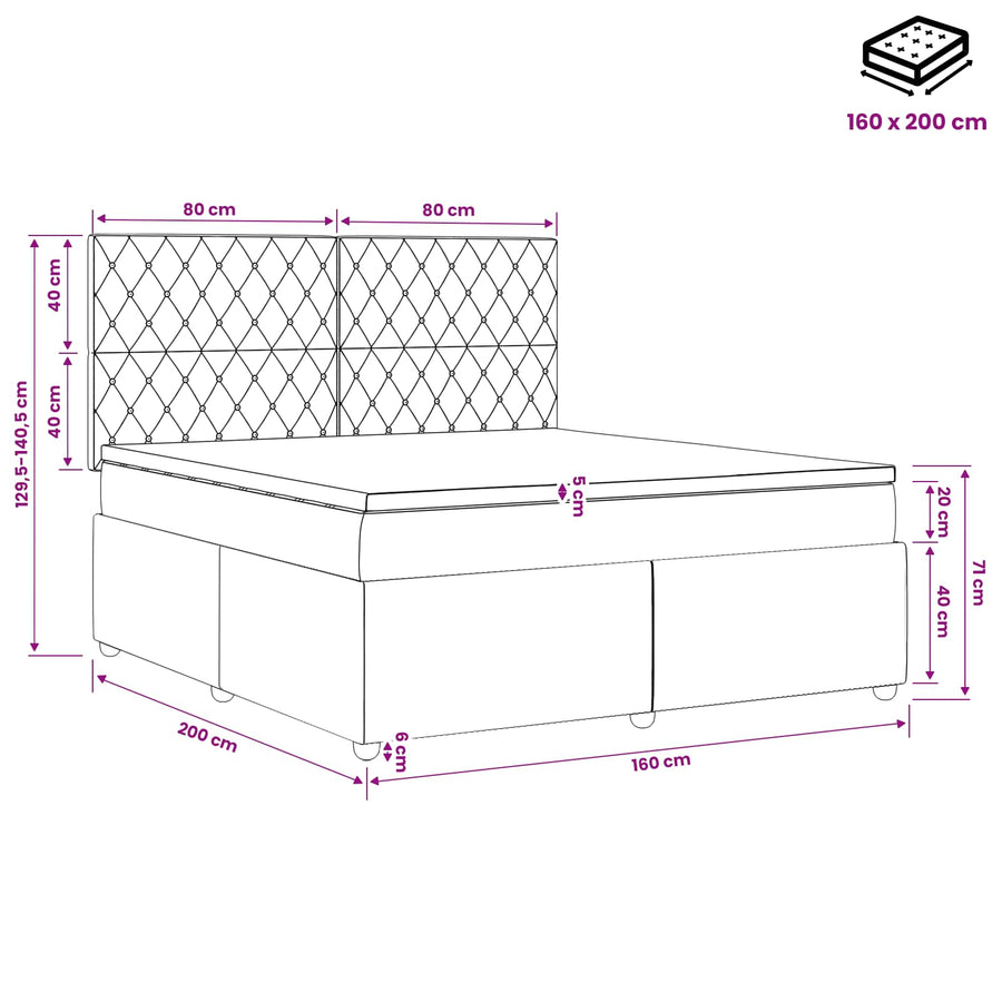 Boxspringbed met matras Donkergroen 160 x 200 cm Fluweel