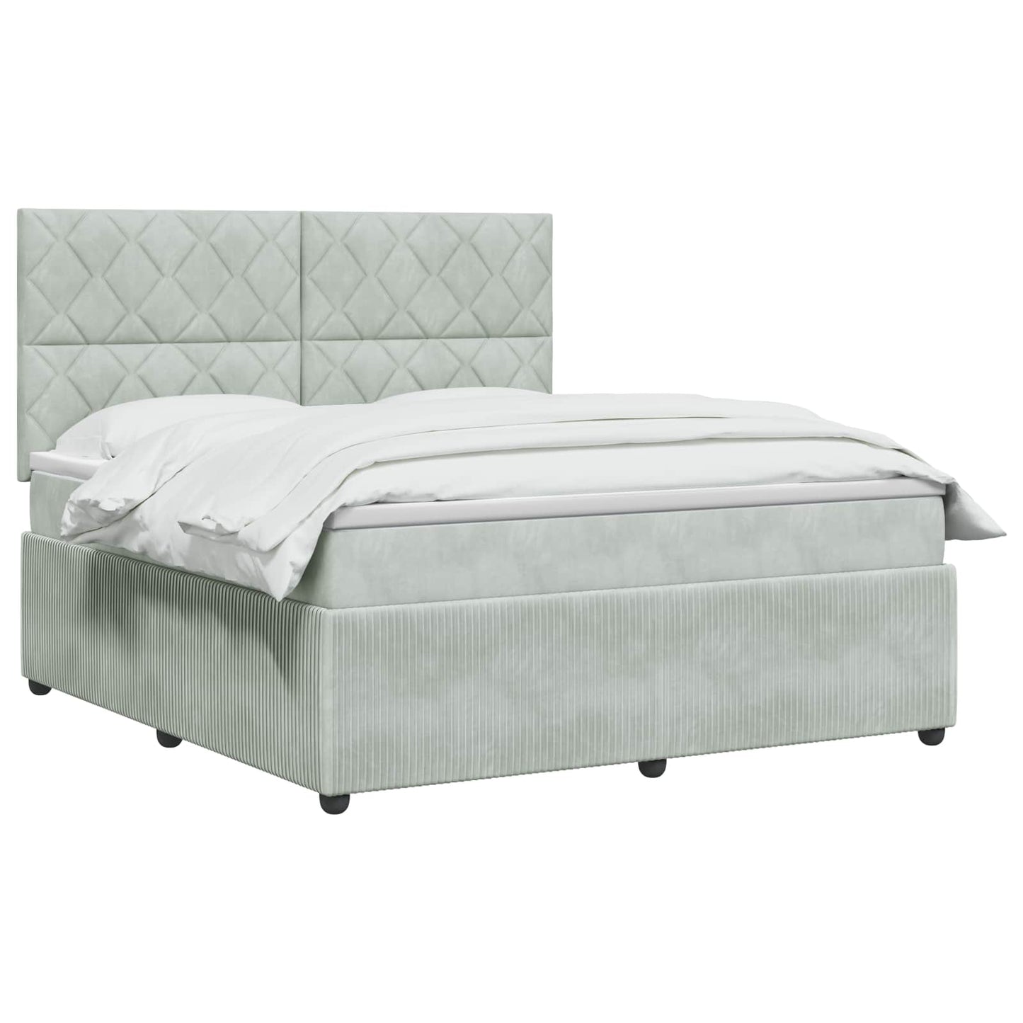 Boxspringbed met matras Lichtgrijs 160 x 200 cm Fluweel