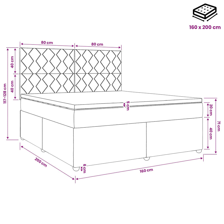 Boxspringbed met matras Donkergroen 160 x 200 cm Fluweel