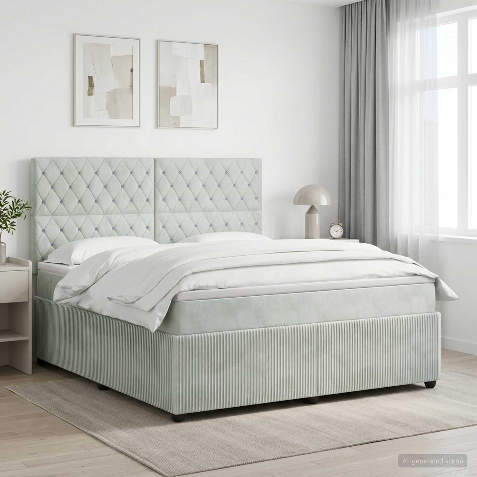 Boxspringbed met matras Lichtgrijs 180 x 200 cm Fluweel