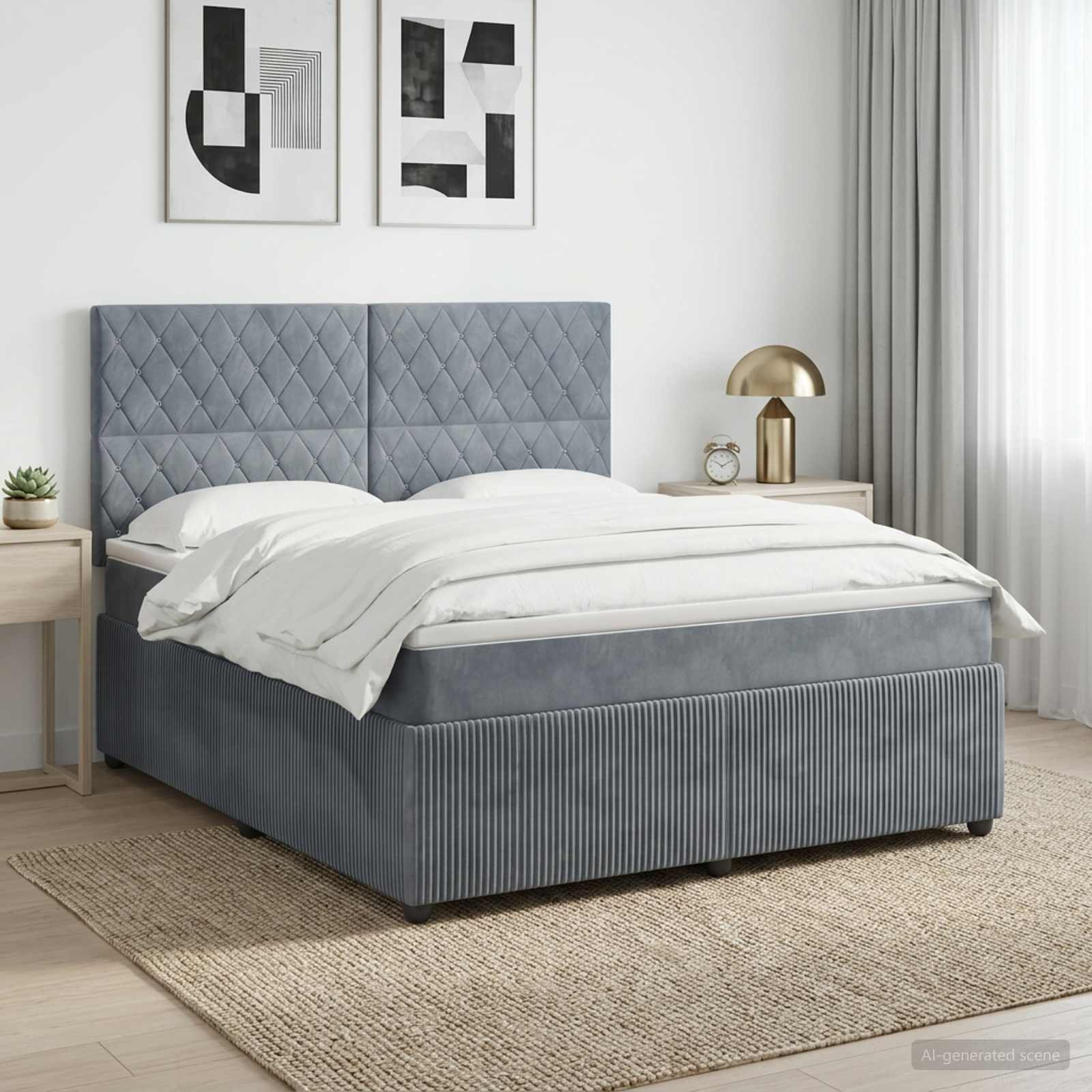 Boxspringbed met matras Donkergrijs 140 x 190 cm Fluweel