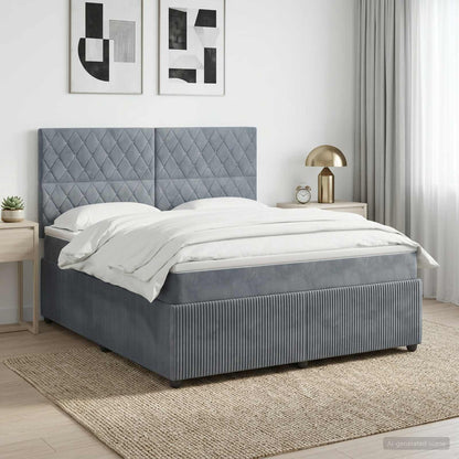 Boxspringbed met matras Donkergrijs 140 x 190 cm Fluweel