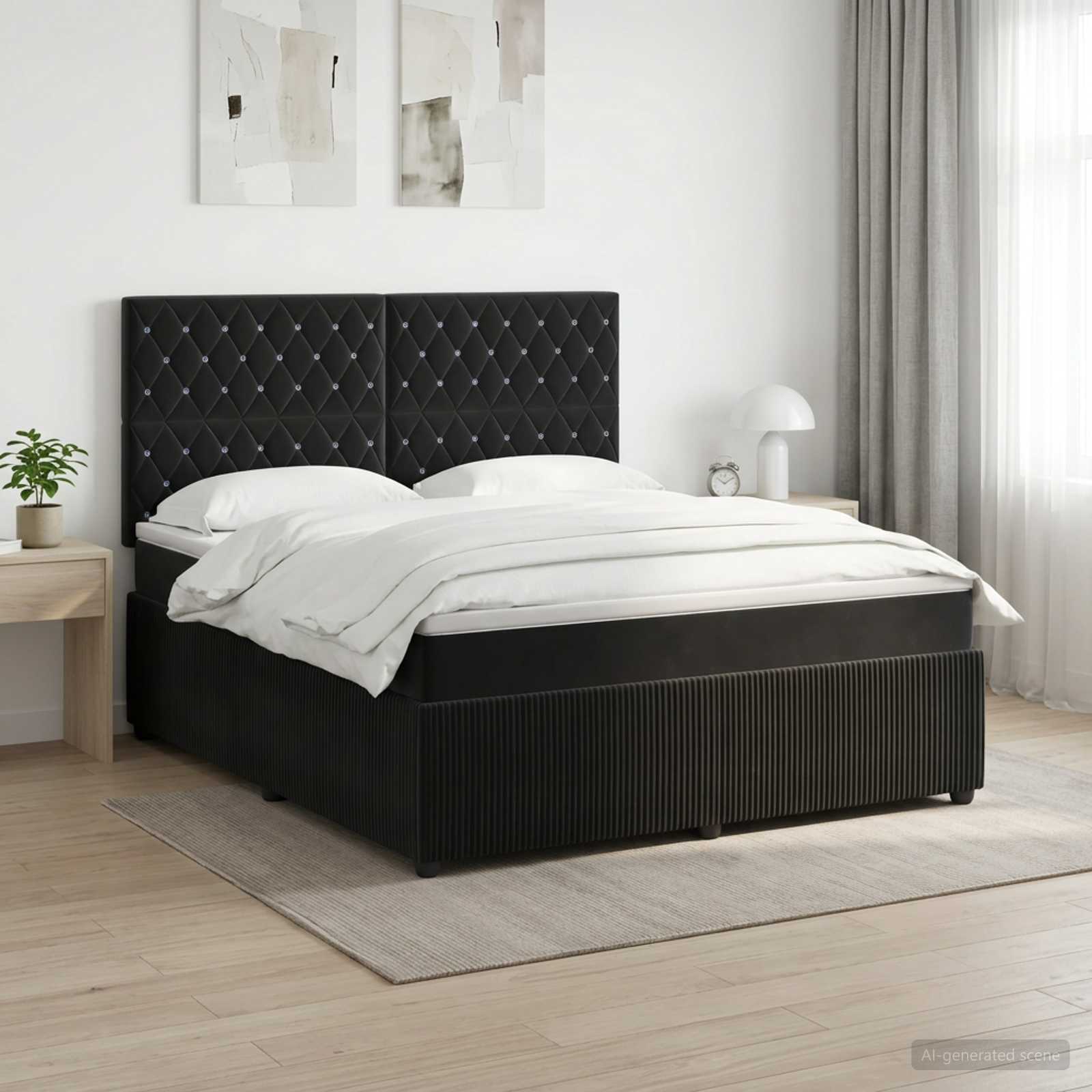 Boxspringbed met matras Zwart 140 x 200 cm Fluweel