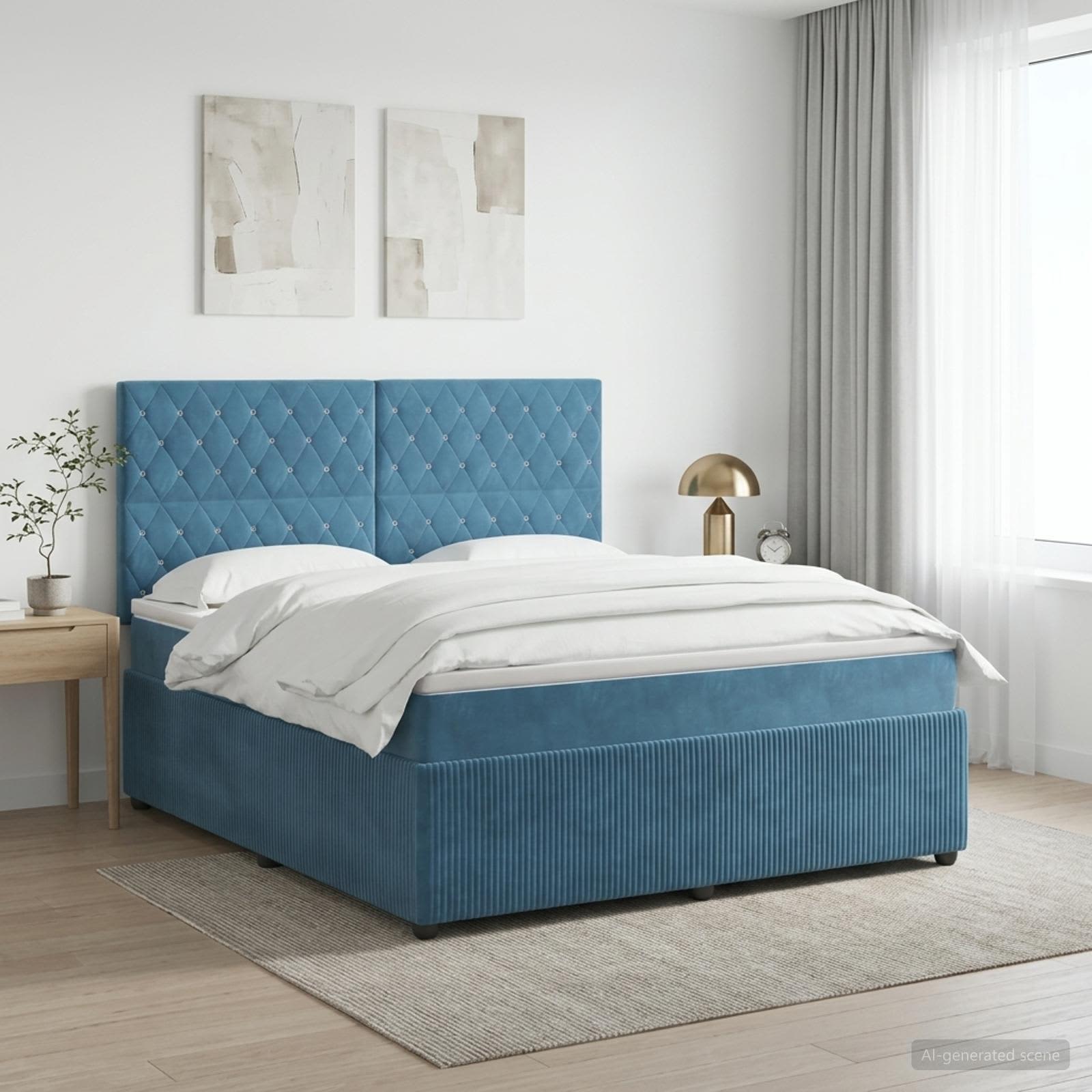 Boxspringbed met matras Blauw 160 x 200 cm Fluweel