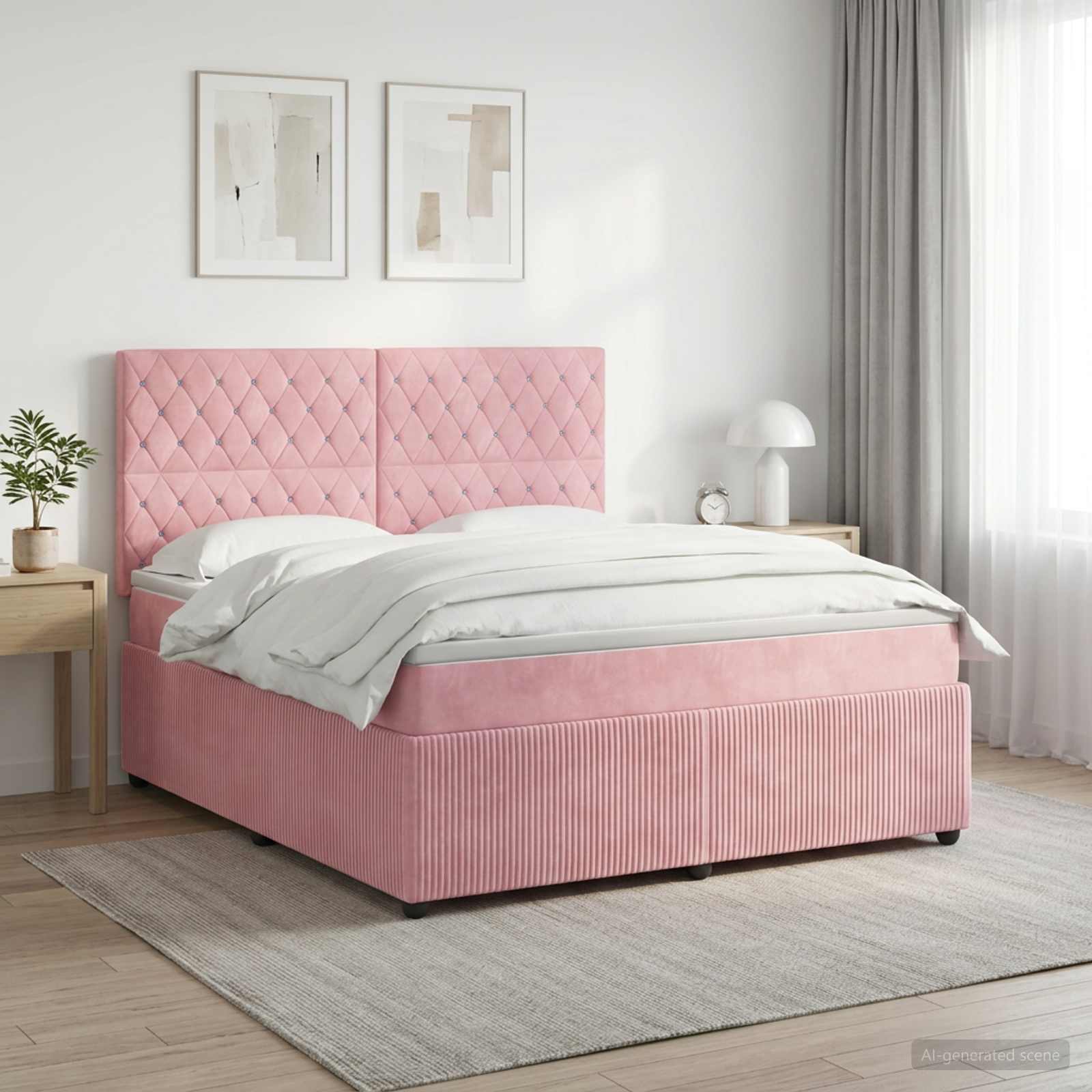 Boxspringbed met matras Roze 140 x 190 cm Fluweel