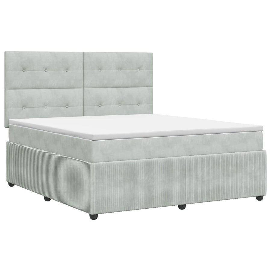 Boxspringbed met matras Lichtgrijs 180 x 200 cm Fluweel