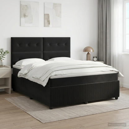 Boxspringbed met matras Zwart 160 x 200 cm Fluweel