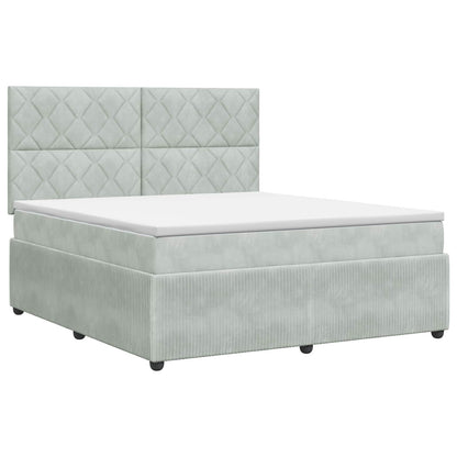 Boxspringbed met matras Lichtgrijs 180 x 200 cm Fluweel