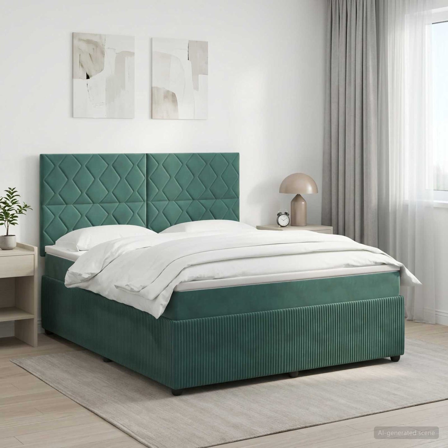 Boxspringbed met matras Donkergroen 160 x 200 cm Fluweel