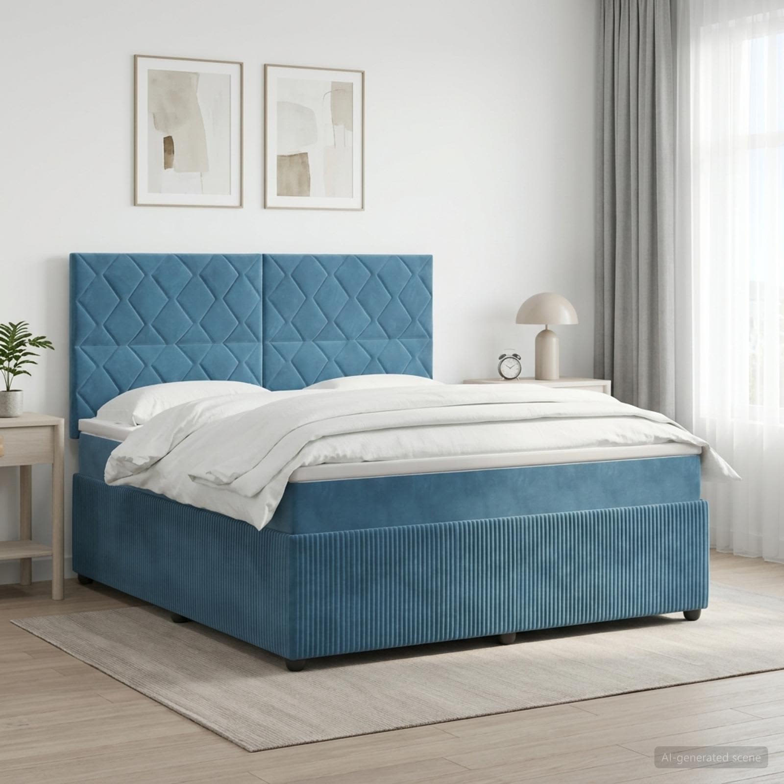 Boxspringbed met matras Blauw 140 x 200 cm Fluweel