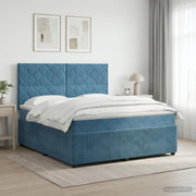 Boxspringbed 160x200 cm blauw fluweel met matras