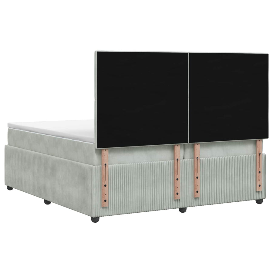 Boxspringbed met matras Lichtgrijs 200 x 200 cm Fluweel