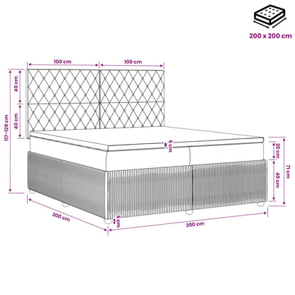 Boxspringbed met matras Lichtgrijs 200 x 200 cm Fluweel