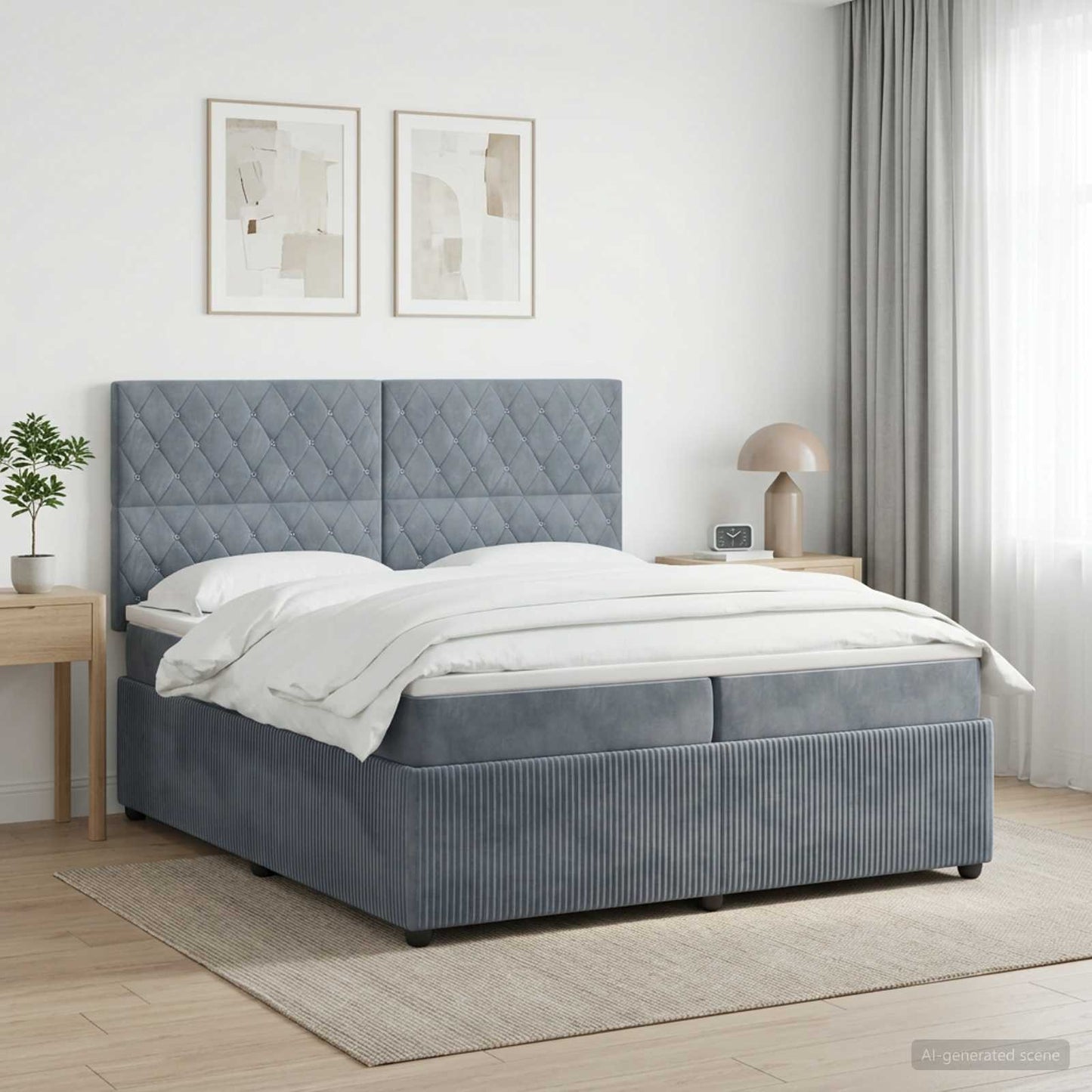Boxspringbed met matras Donkergrijs 200 x 200 cm Fluweel