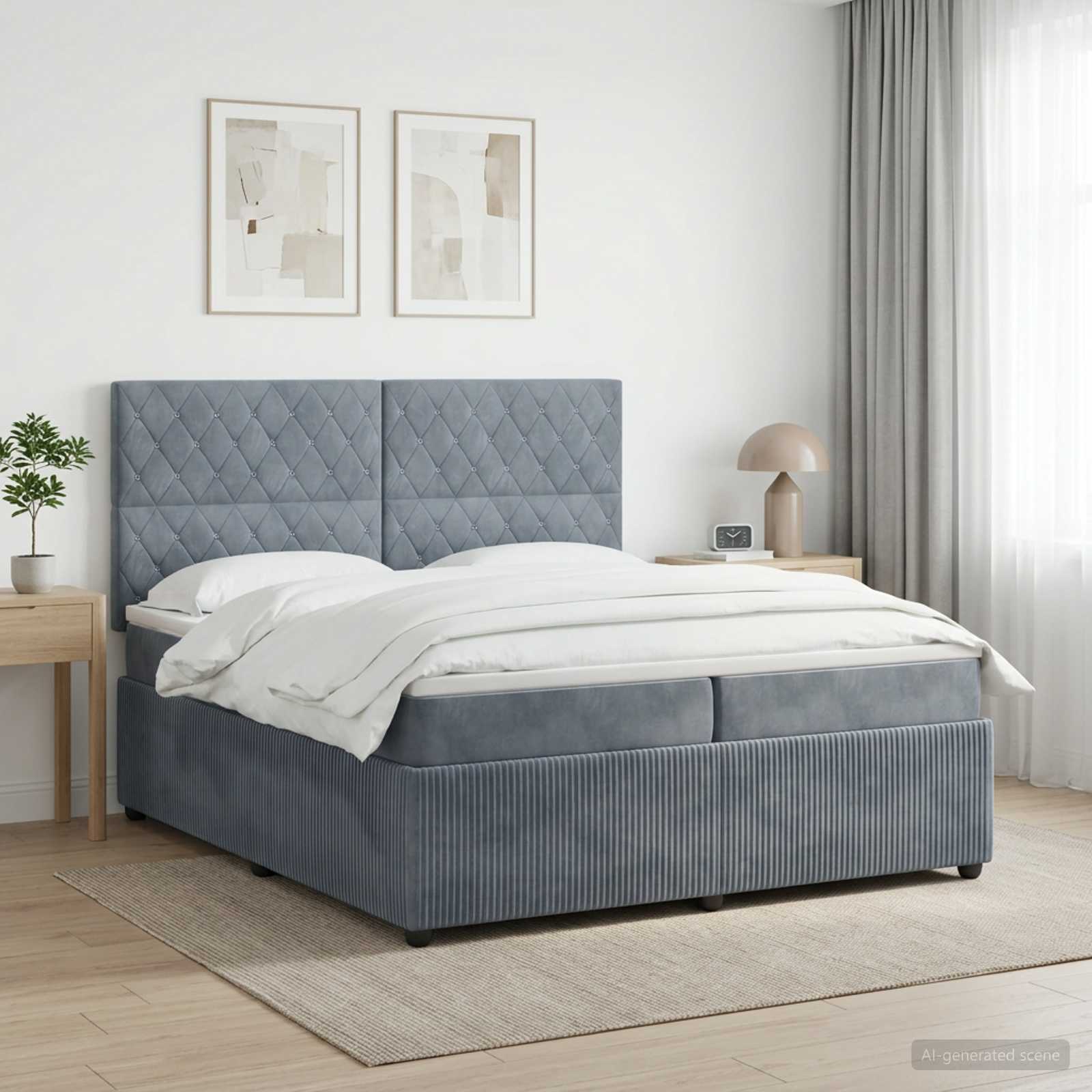 Boxspringbed met matras Donkergrijs 200 x 200 cm Fluweel