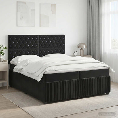 Boxspringbed met matras Zwart 200 x 200 cm Fluweel