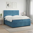 Boxspringbed 200x200 cm met matras fluweel blauw