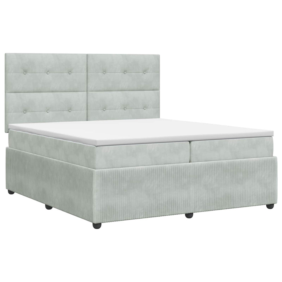 Boxspringbed met matras Lichtgrijs 200 x 200 cm Fluweel
