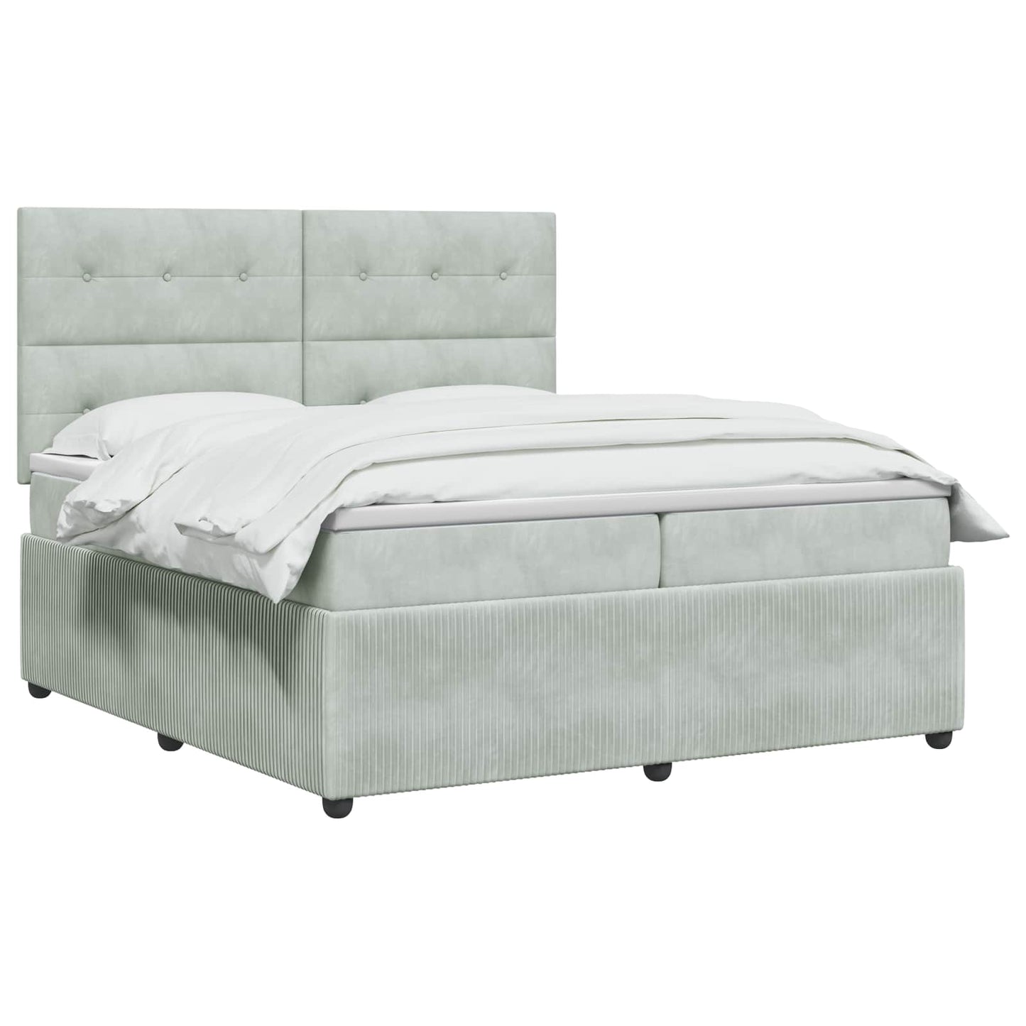 Boxspringbed met matras Lichtgrijs 200 x 200 cm Fluweel