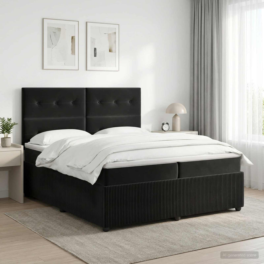 Boxspringbed met matras Zwart 200 x 200 cm Fluweel
