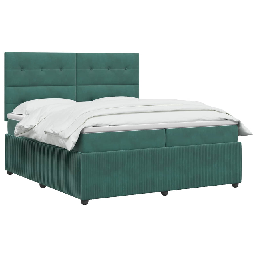 Boxspringbed met matras Donkergroen 200 x 200 cm Fluweel