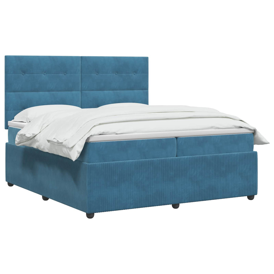 Boxspringbed met matras Blauw 200 x 200 cm Fluweel