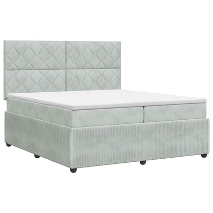 Boxspringbed met matras Lichtgrijs 200 x 200 cm Fluweel