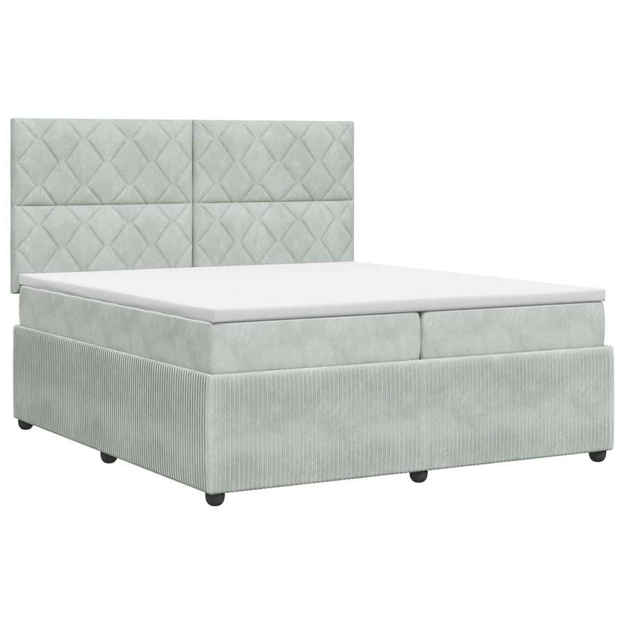 Boxspringbed met matras Lichtgrijs 200 x 200 cm Fluweel