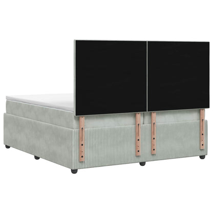 Boxspringbed met matras Lichtgrijs 200 x 200 cm Fluweel