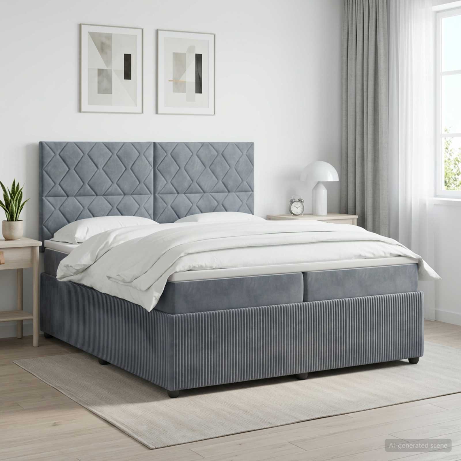 Boxspringbed met matras Donkergrijs 200 x 200 cm Fluweel