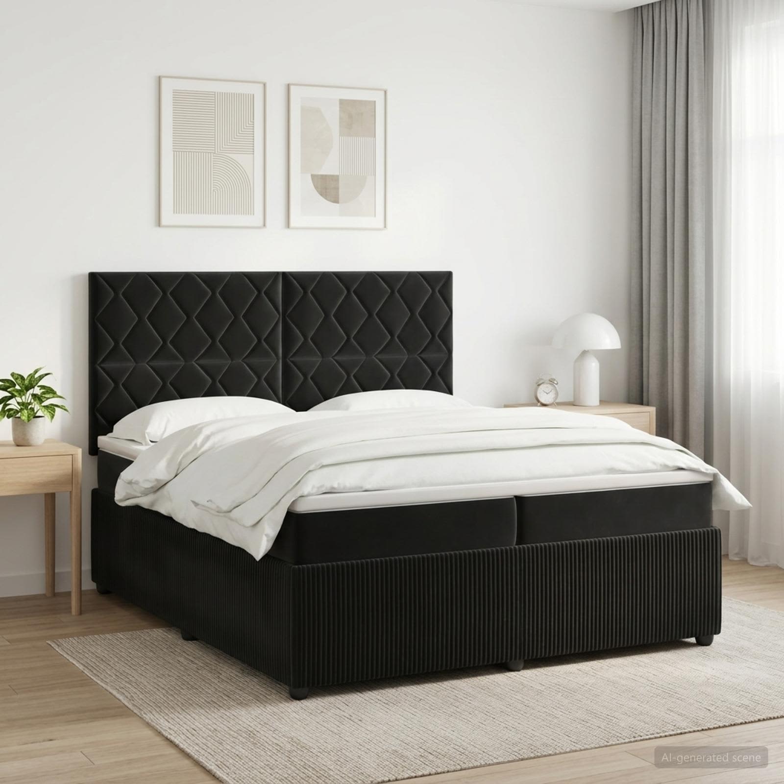 Boxspringbed met matras Zwart 200 x 200 cm Fluweel