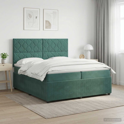 Boxspringbed met matras Donkergroen 200 x 200 cm Fluweel