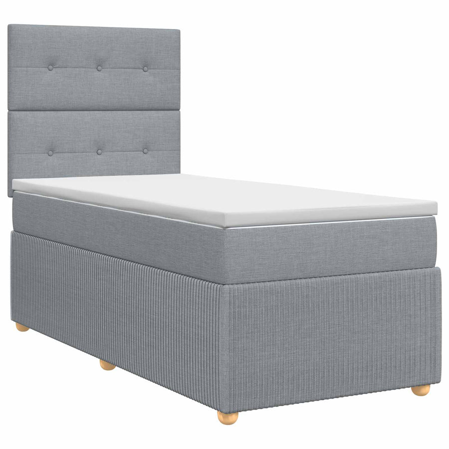 Boxspringbed met matras met hoofdeinde Lichtgrijs Enkel Stof
