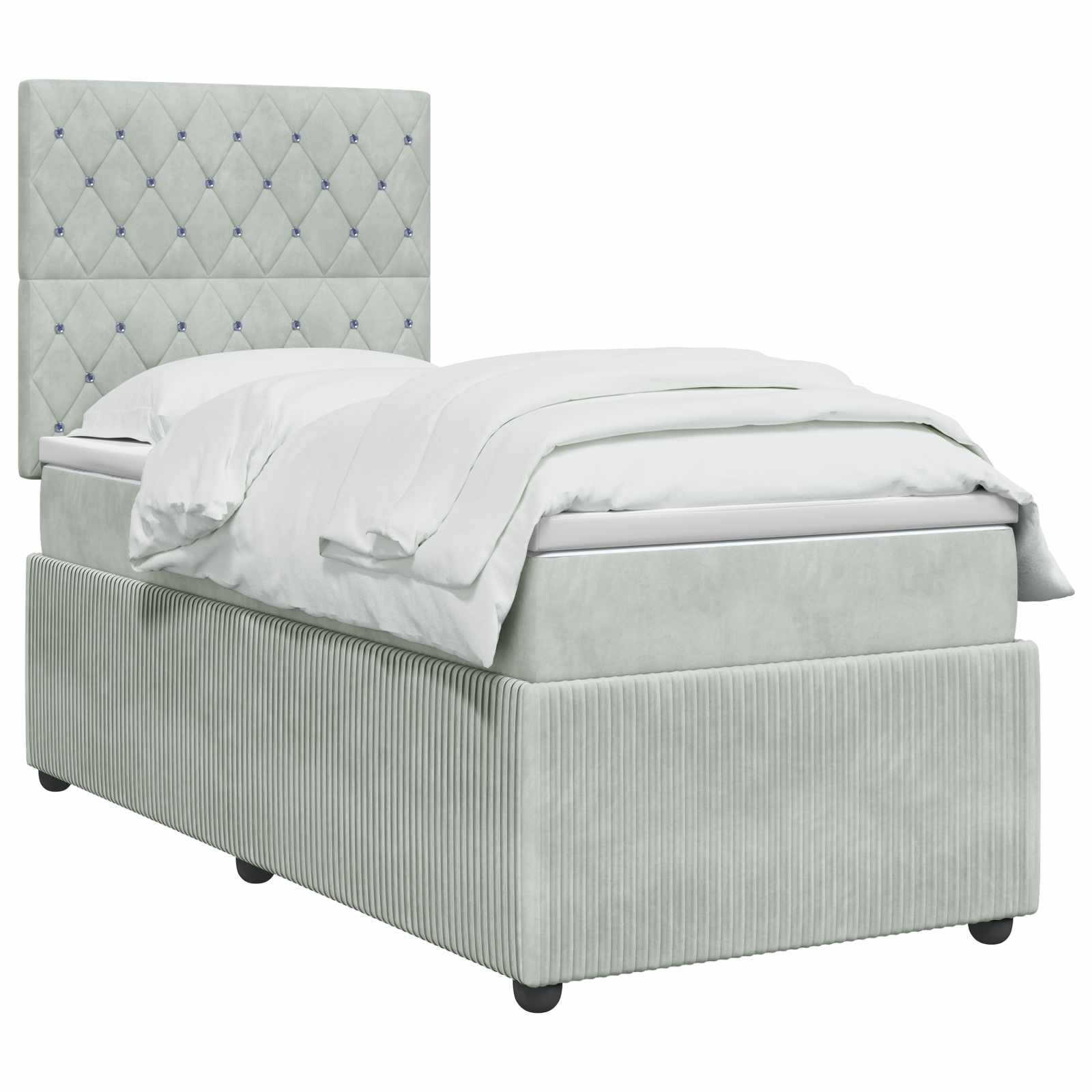 Boxspringbed met matras met hoofdeinde Lichtgrijs Enkel Fluweel