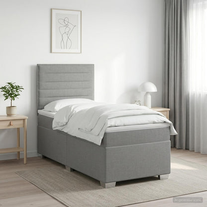 Boxspringbed met matras Lichtgrijs 90 x 190 cm Stof