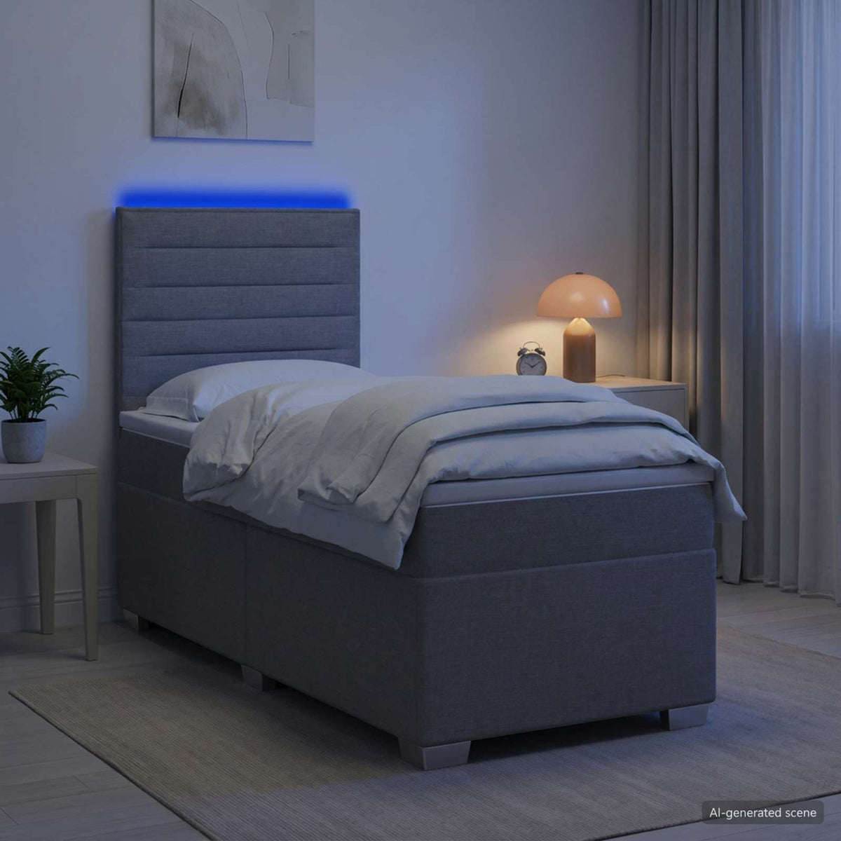 Boxspringbed met matras Lichtgrijs 90 x 190 cm Stof