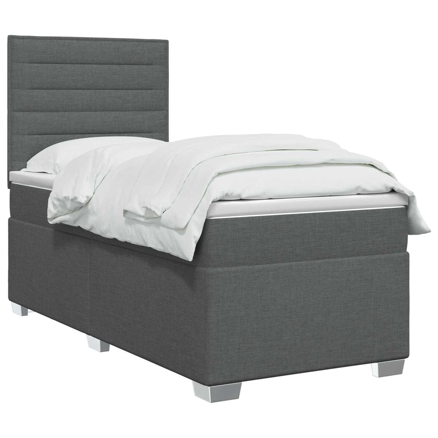 Boxspringbed met matras Donkergrijs 80 x 200 cm Stof