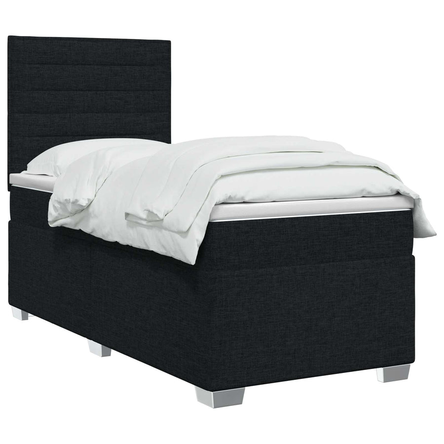 Boxspringbed met matras met hoofdeinde Zwart 80 x 200 cm Stof