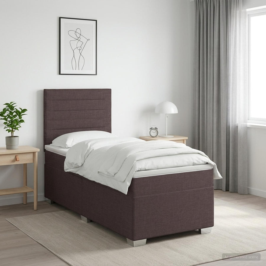 Boxspringbed met matras Donkerbruin 80 x 200 cm Stof