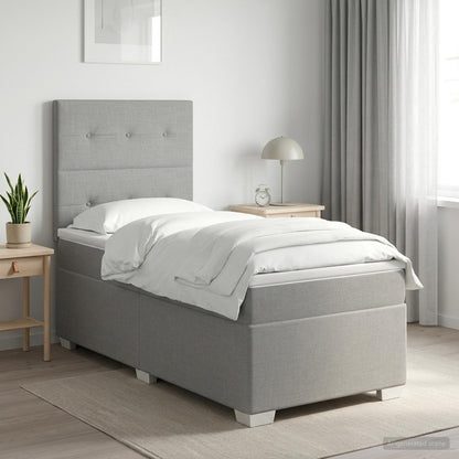 Boxspringbed met matras Lichtgrijs 100 x 200 cm Stof
