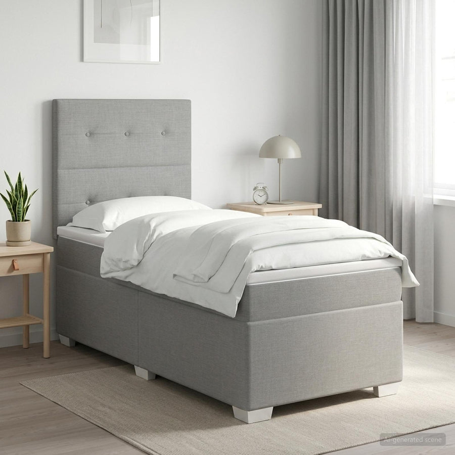 Boxspringbed met matras Lichtgrijs 100 x 200 cm Stof
