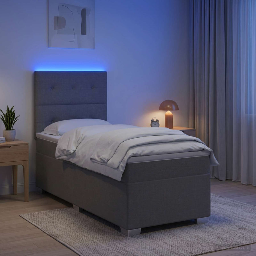Boxspringbed met matras Lichtgrijs 100 x 200 cm Stof