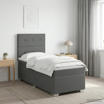 Boxspringbed met matras Donkergrijs 100 x 200 cm Stof