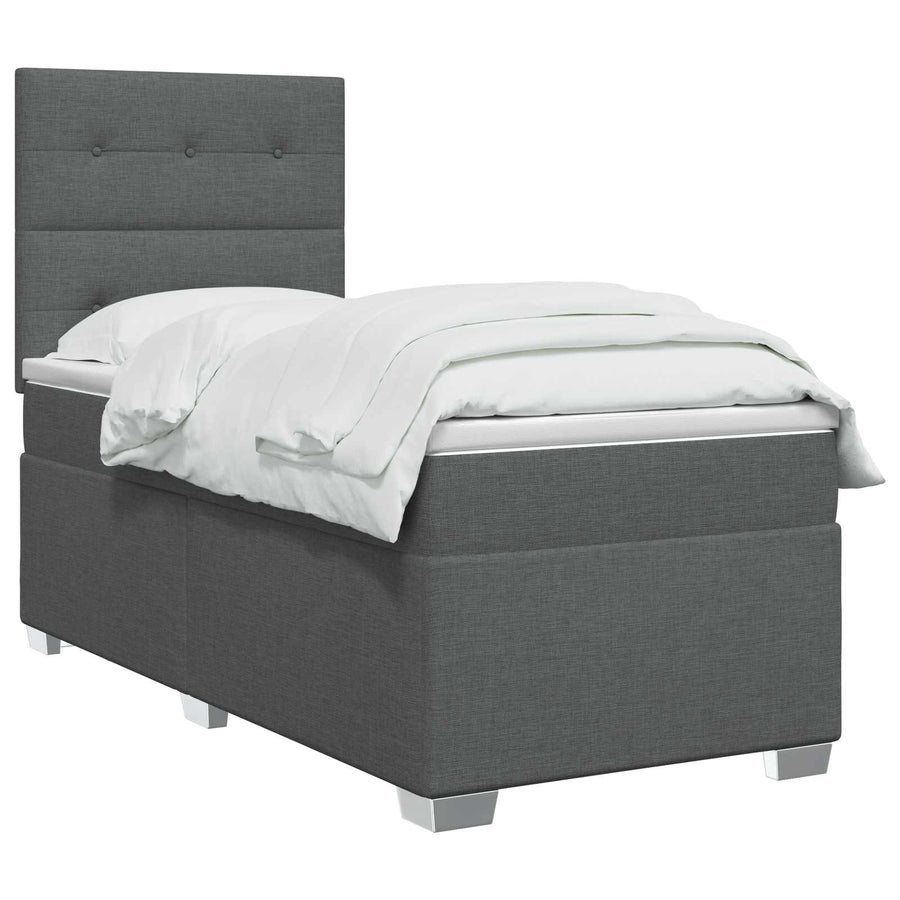 Boxspringbed met matras Donkergrijs 80 x 200 cm Stof