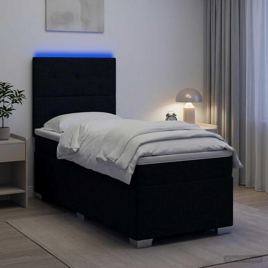 Boxspringbed met matras met hoofdeinde Zwart 100 x 200 cm Stof